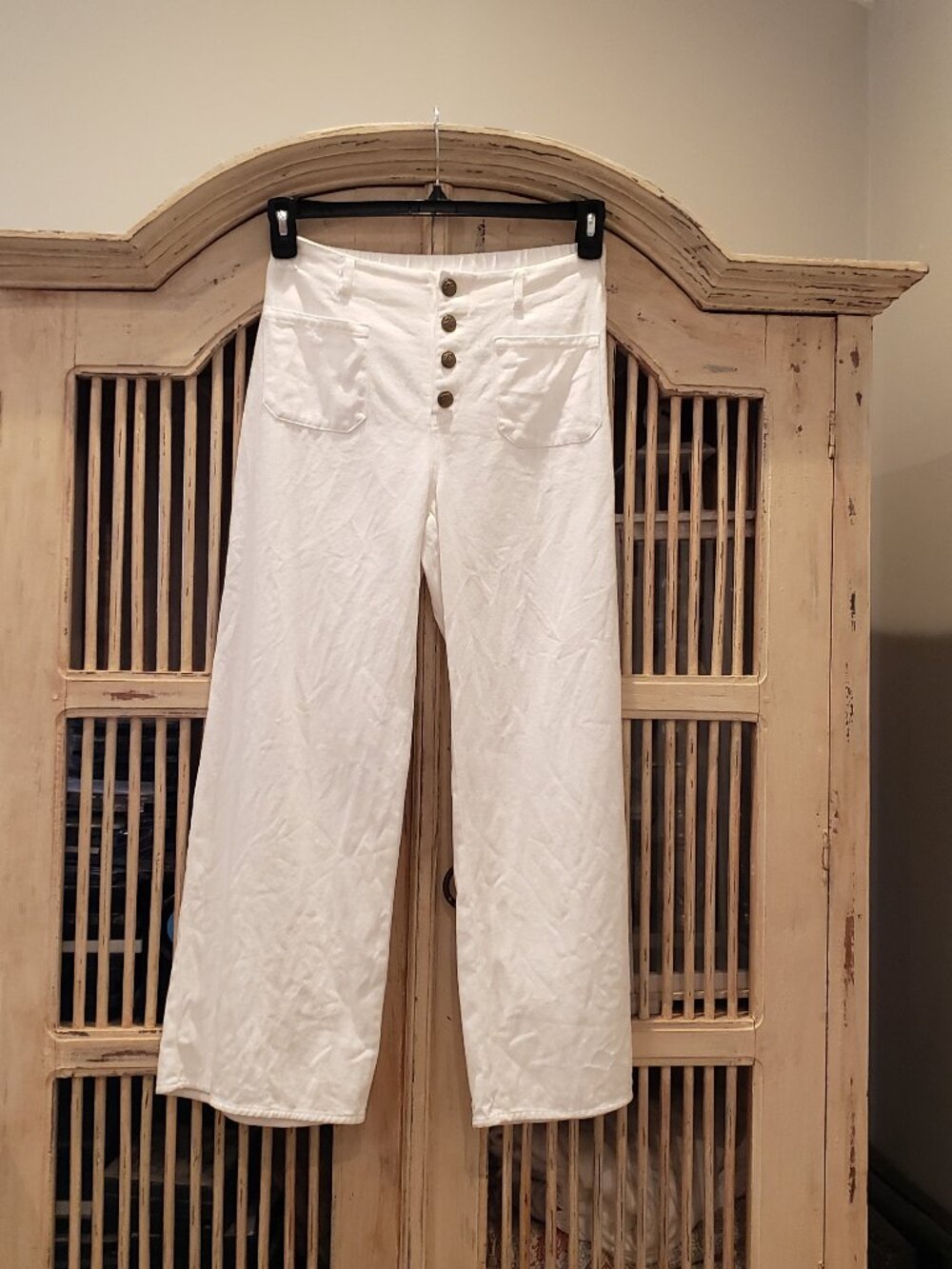 GLG Good Luck Gem White Gauco Wide Leg Pant Medium 100% Cotton